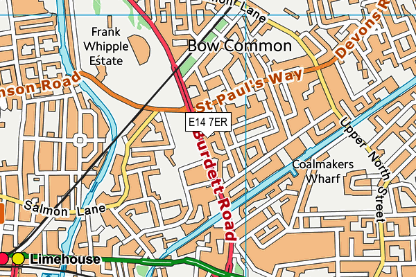 E14 7ER map - OS VectorMap District (Ordnance Survey)