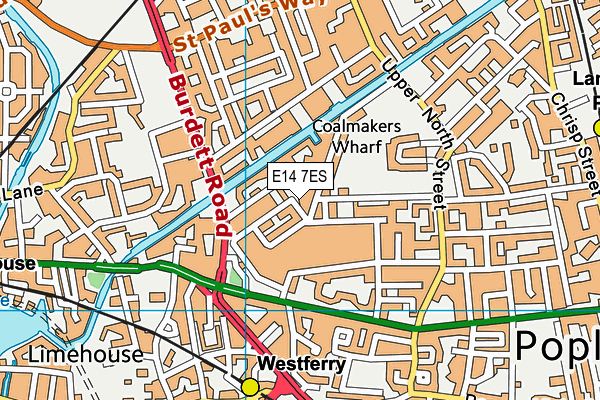 E14 7ES map - OS VectorMap District (Ordnance Survey)