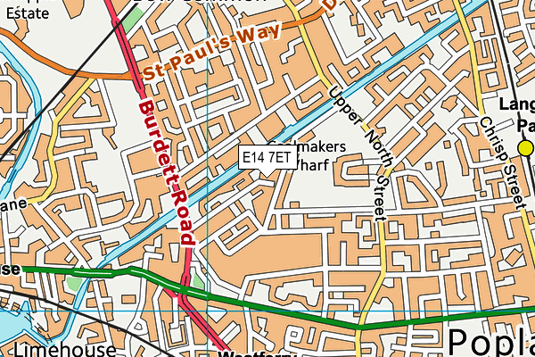 E14 7ET map - OS VectorMap District (Ordnance Survey)