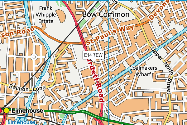 E14 7EW map - OS VectorMap District (Ordnance Survey)