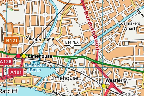 E14 7EX map - OS VectorMap District (Ordnance Survey)