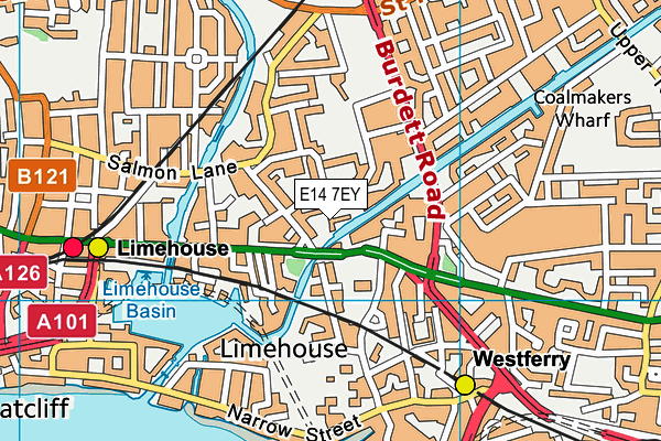 E14 7EY map - OS VectorMap District (Ordnance Survey)