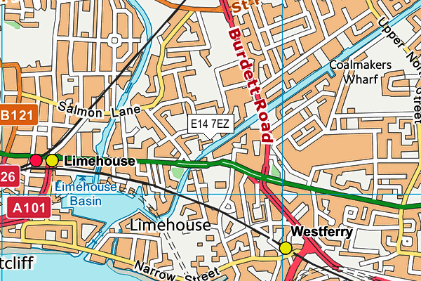 E14 7EZ map - OS VectorMap District (Ordnance Survey)