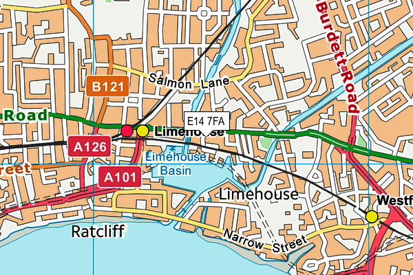 E14 7FA map - OS VectorMap District (Ordnance Survey)