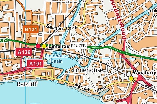 E14 7FB map - OS VectorMap District (Ordnance Survey)