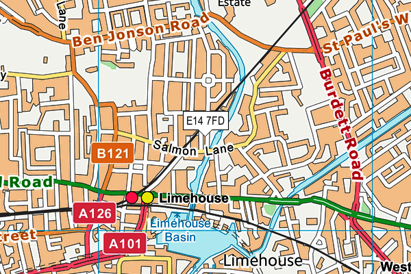 E14 7FD map - OS VectorMap District (Ordnance Survey)