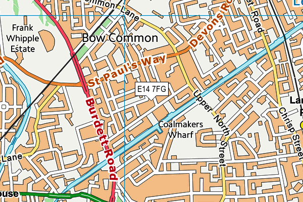 E14 7FG map - OS VectorMap District (Ordnance Survey)