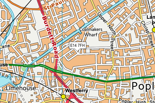 E14 7FH map - OS VectorMap District (Ordnance Survey)