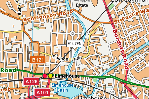 E14 7FN map - OS VectorMap District (Ordnance Survey)