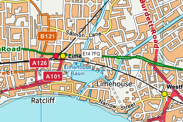 E14 7FQ map - OS VectorMap District (Ordnance Survey)