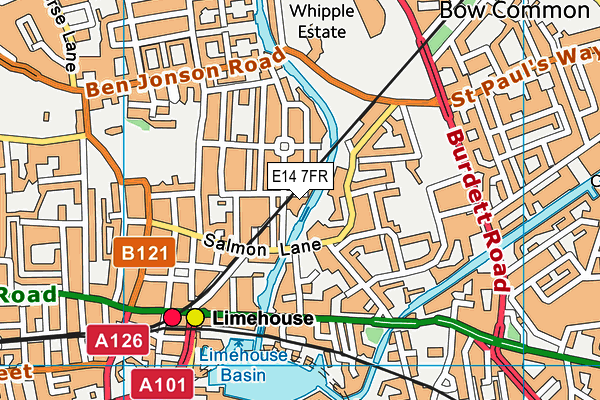 E14 7FR map - OS VectorMap District (Ordnance Survey)