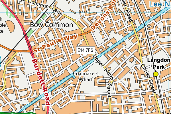 E14 7FS map - OS VectorMap District (Ordnance Survey)