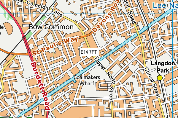 E14 7FT map - OS VectorMap District (Ordnance Survey)