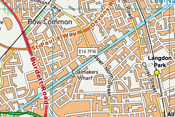 E14 7FW map - OS VectorMap District (Ordnance Survey)