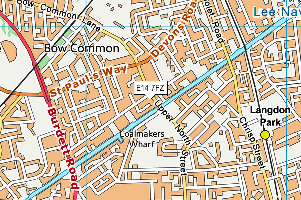 E14 7FZ map - OS VectorMap District (Ordnance Survey)