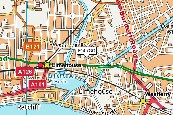 E14 7GG map - OS VectorMap District (Ordnance Survey)