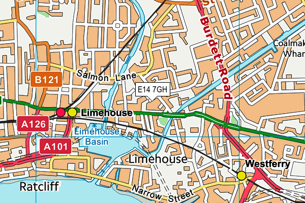 E14 7GH map - OS VectorMap District (Ordnance Survey)