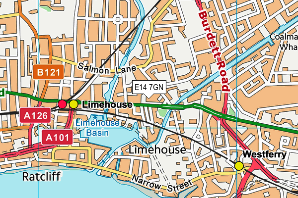 E14 7GN map - OS VectorMap District (Ordnance Survey)