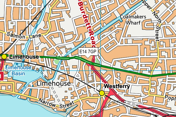 E14 7GP map - OS VectorMap District (Ordnance Survey)