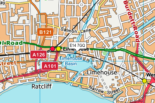 E14 7GQ map - OS VectorMap District (Ordnance Survey)