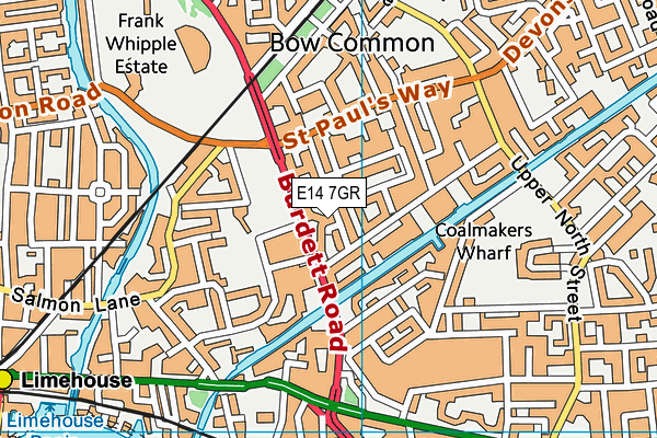 E14 7GR map - OS VectorMap District (Ordnance Survey)