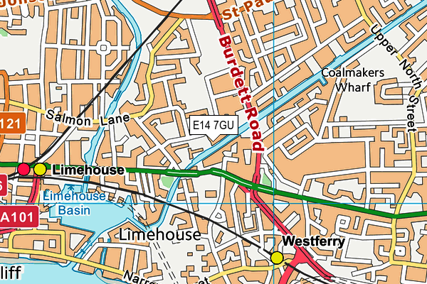 E14 7GU map - OS VectorMap District (Ordnance Survey)