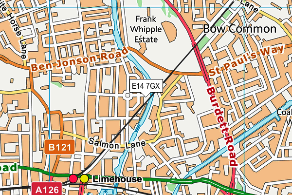 E14 7GX map - OS VectorMap District (Ordnance Survey)