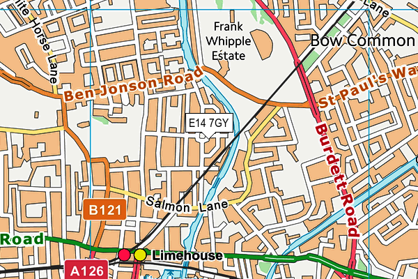 E14 7GY map - OS VectorMap District (Ordnance Survey)