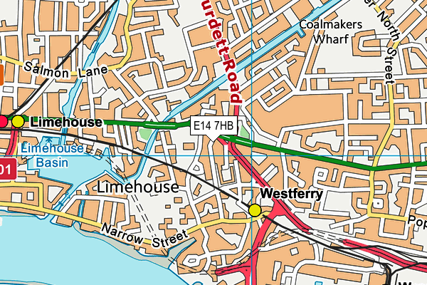 E14 7HB map - OS VectorMap District (Ordnance Survey)