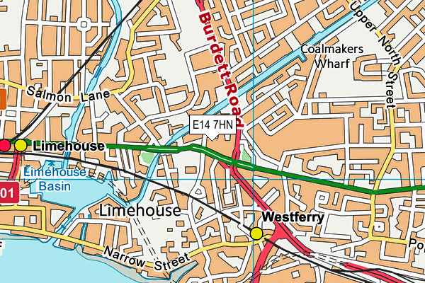 E14 7HN map - OS VectorMap District (Ordnance Survey)