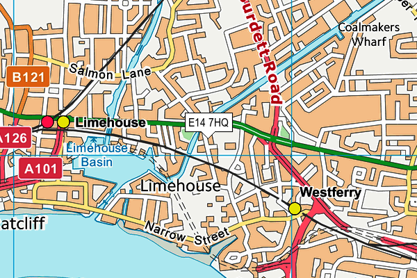 E14 7HQ map - OS VectorMap District (Ordnance Survey)