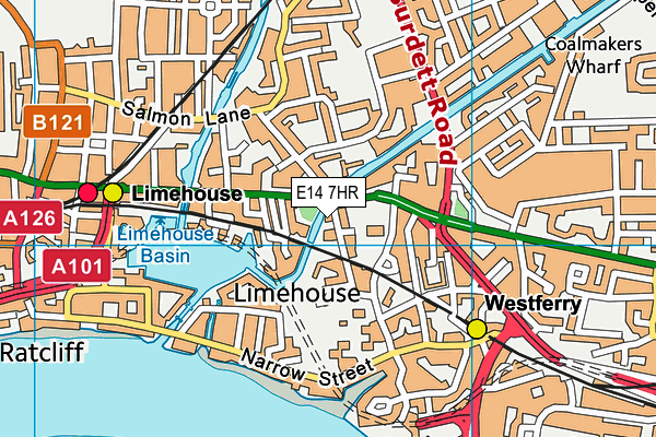 E14 7HR map - OS VectorMap District (Ordnance Survey)