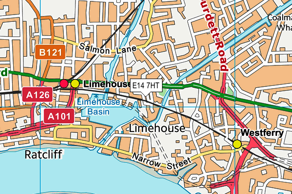 E14 7HT map - OS VectorMap District (Ordnance Survey)