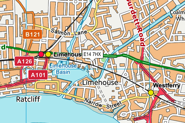 E14 7HX map - OS VectorMap District (Ordnance Survey)