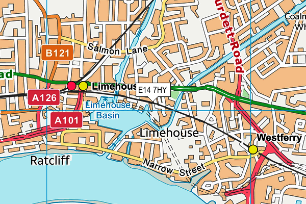 E14 7HY map - OS VectorMap District (Ordnance Survey)