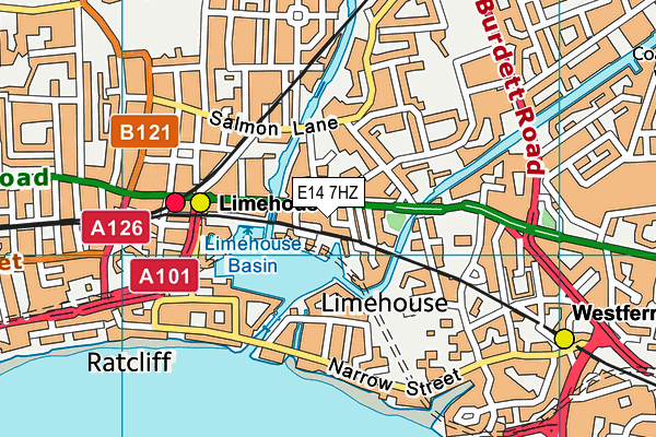 E14 7HZ map - OS VectorMap District (Ordnance Survey)