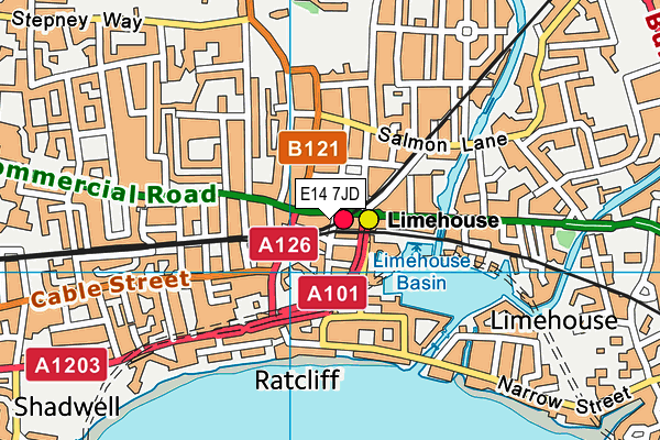 E14 7JD map - OS VectorMap District (Ordnance Survey)