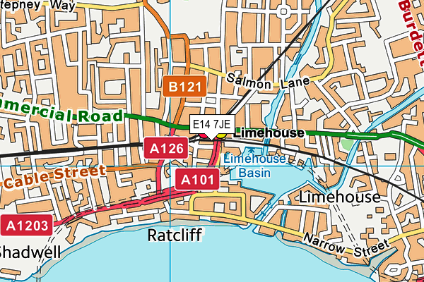 E14 7JE map - OS VectorMap District (Ordnance Survey)