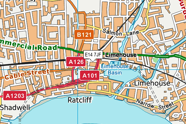 E14 7JF map - OS VectorMap District (Ordnance Survey)