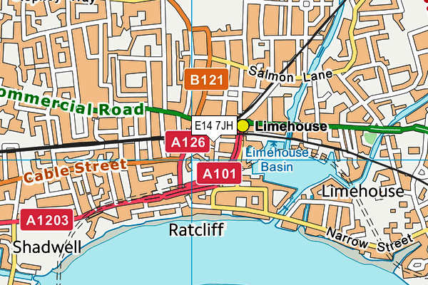 E14 7JH map - OS VectorMap District (Ordnance Survey)