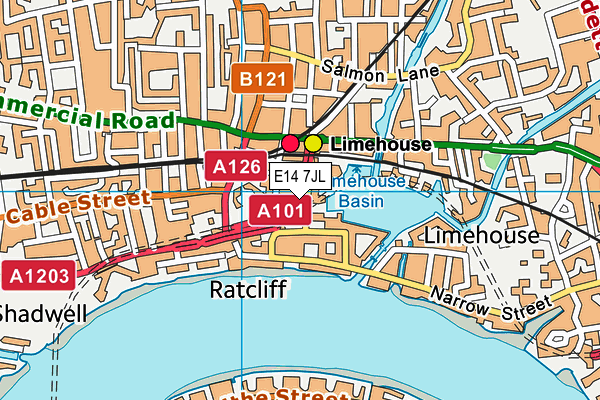 E14 7JL map - OS VectorMap District (Ordnance Survey)