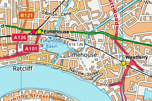 E14 7JN map - OS VectorMap District (Ordnance Survey)