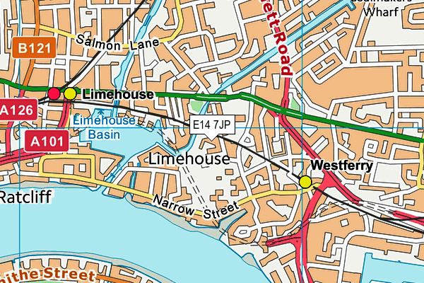 E14 7JP map - OS VectorMap District (Ordnance Survey)