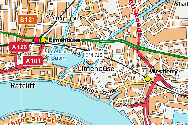 E14 7JS map - OS VectorMap District (Ordnance Survey)