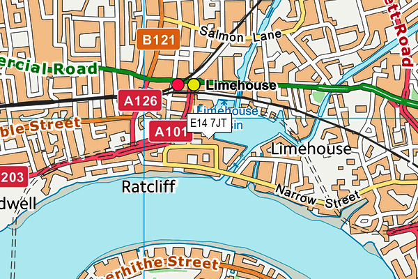 E14 7JT map - OS VectorMap District (Ordnance Survey)