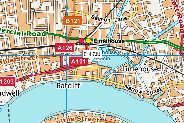 E14 7JU map - OS VectorMap District (Ordnance Survey)