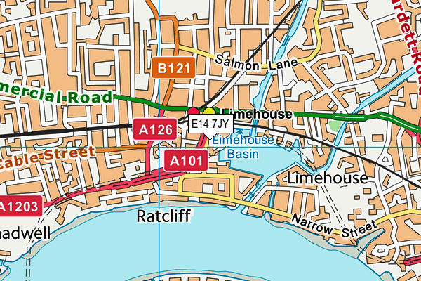 E14 7JY map - OS VectorMap District (Ordnance Survey)