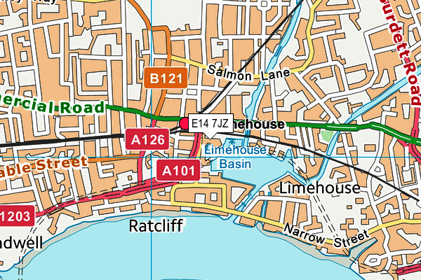 E14 7JZ map - OS VectorMap District (Ordnance Survey)