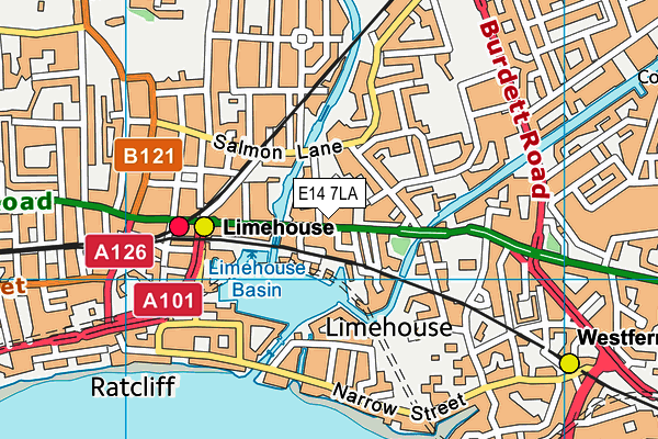 E14 7LA map - OS VectorMap District (Ordnance Survey)