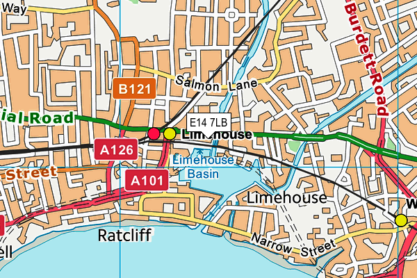 Puregym (London Limehouse) map (E14 7LB) - OS VectorMap District (Ordnance Survey)
